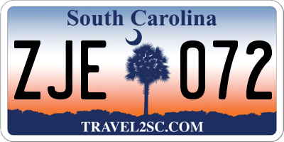 SC license plate ZJE072