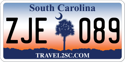 SC license plate ZJE089