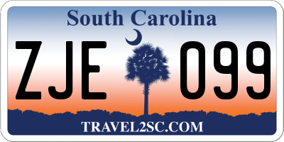 SC license plate ZJE099