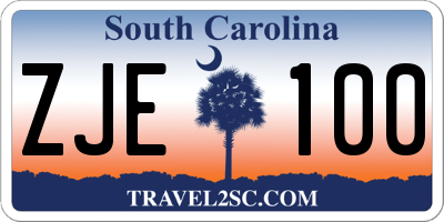 SC license plate ZJE100