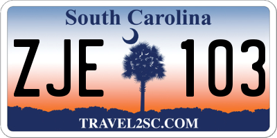 SC license plate ZJE103