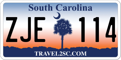 SC license plate ZJE114
