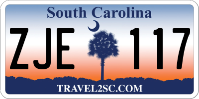 SC license plate ZJE117