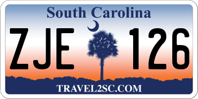 SC license plate ZJE126