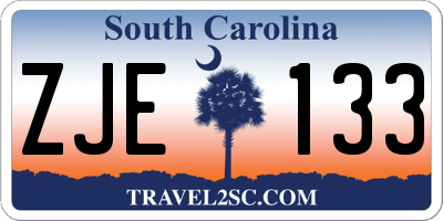 SC license plate ZJE133