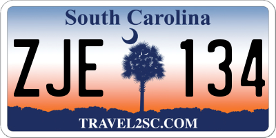 SC license plate ZJE134