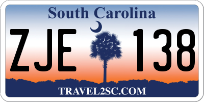 SC license plate ZJE138