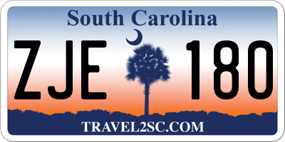 SC license plate ZJE180