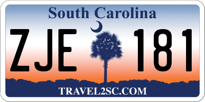SC license plate ZJE181