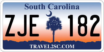 SC license plate ZJE182