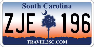 SC license plate ZJE196