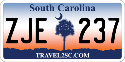 SC license plate ZJE237