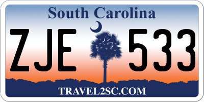 SC license plate ZJE533