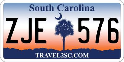 SC license plate ZJE576