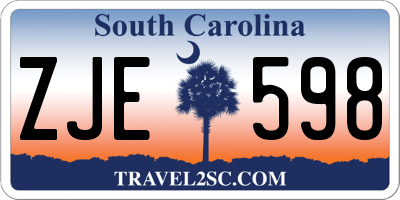 SC license plate ZJE598