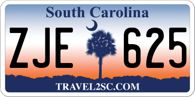 SC license plate ZJE625
