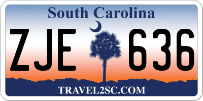 SC license plate ZJE636