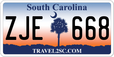 SC license plate ZJE668