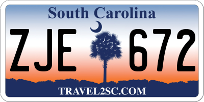 SC license plate ZJE672