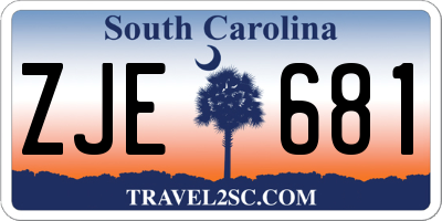 SC license plate ZJE681
