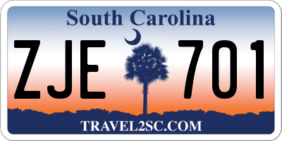 SC license plate ZJE701