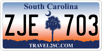 SC license plate ZJE703