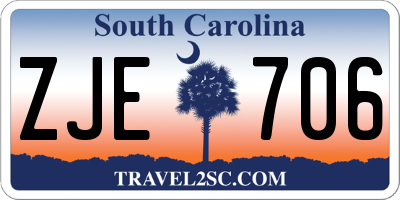 SC license plate ZJE706