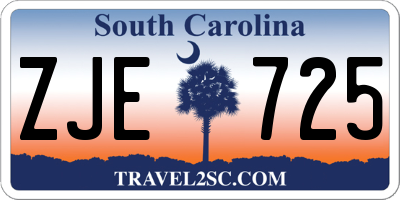 SC license plate ZJE725