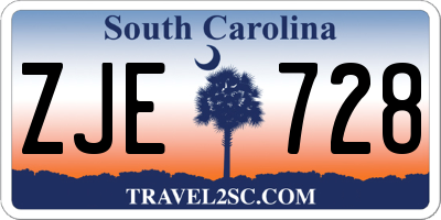 SC license plate ZJE728
