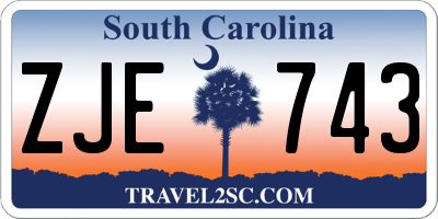 SC license plate ZJE743
