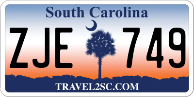SC license plate ZJE749