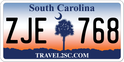 SC license plate ZJE768