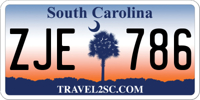 SC license plate ZJE786
