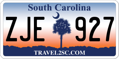 SC license plate ZJE927
