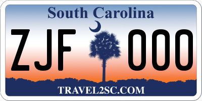 SC license plate ZJF000