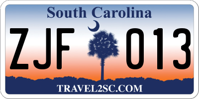 SC license plate ZJF013