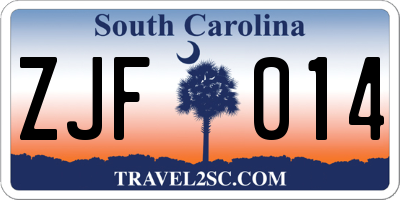 SC license plate ZJF014