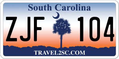 SC license plate ZJF104