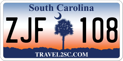 SC license plate ZJF108