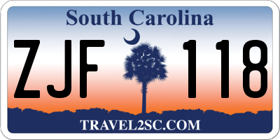 SC license plate ZJF118