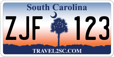 SC license plate ZJF123