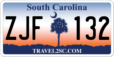 SC license plate ZJF132