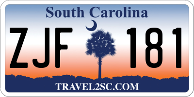 SC license plate ZJF181