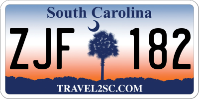 SC license plate ZJF182