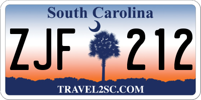 SC license plate ZJF212
