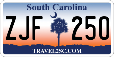 SC license plate ZJF250