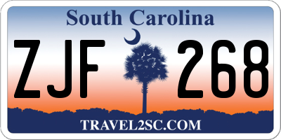 SC license plate ZJF268