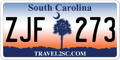 SC license plate ZJF273