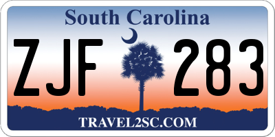 SC license plate ZJF283