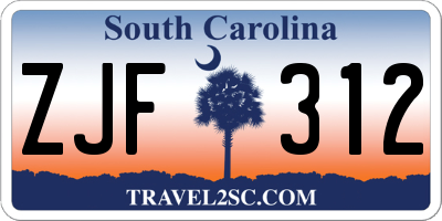 SC license plate ZJF312